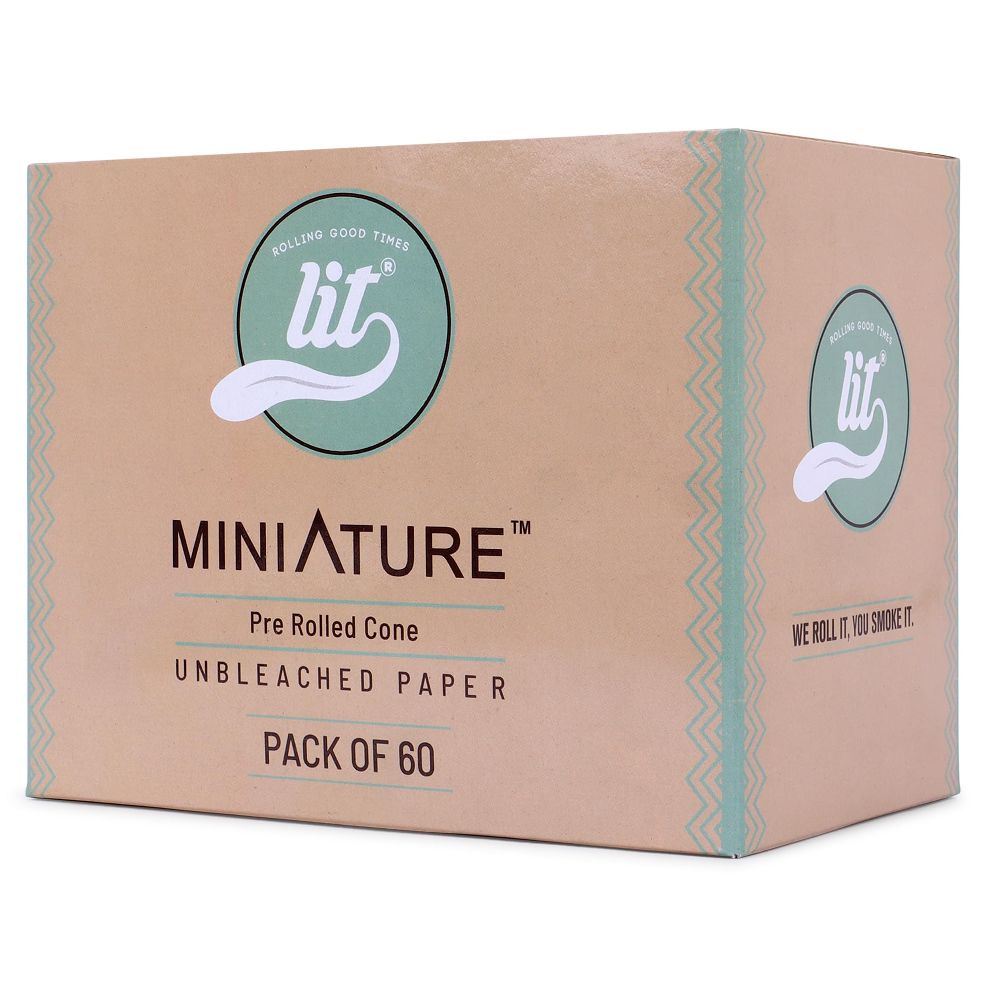 LIT MINIATURES Brown and Pure Rice Rolling Papers Cone (100mm Each cone, 60 Cones) 2