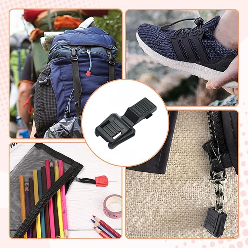 50pcs Zipper Pull Cord Lock Cord Ends Paracord Clips Plastic Buckle for Paracord Cord,Shoes,Molle Backpack Accessories
