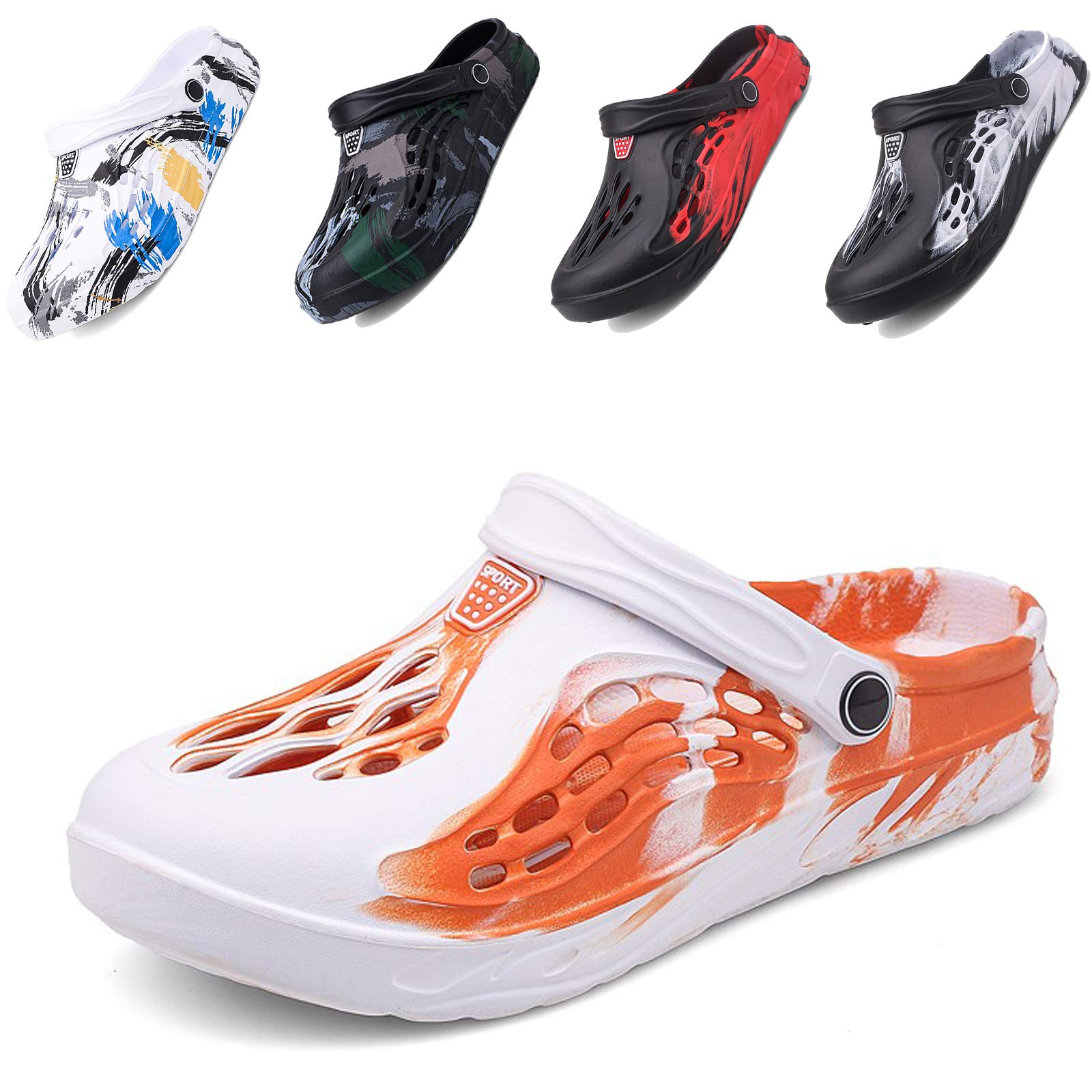 CYianMens Womens Garden Clogs Quick-Dry Mesh Slipper Lightweight Sandals with Adjustable Strap Non-Slip Water Shoes for Indoor Outdoor