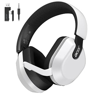 Acer Wireless Gaming Headset for PS5, 2.4GHz & Bluetooth 6.0 Gaming Headphone with Flip-to-Mute Mic, Lightweight, 70H Battery, Compatible with PS4/PC/Switch - White - Amazon product rated Grade A