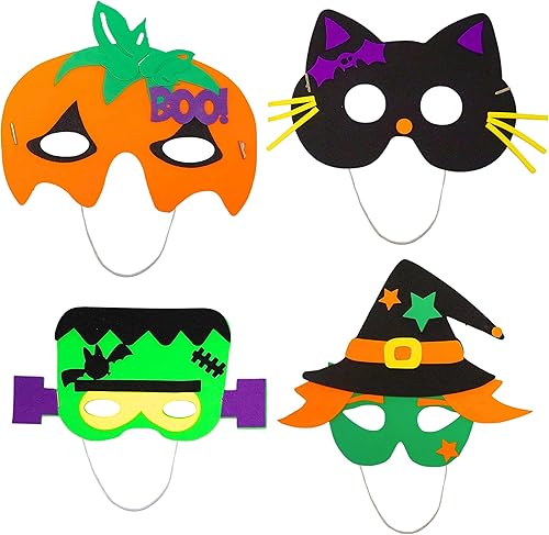 4E's Novelty Máscara de Halloween para niños (paquete de 12) Máscara de espuma a granel para artes y manualidades, actividades de otoño para niños