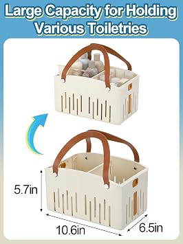 Acostop Collapsible Portable Plastic Shower Caddy Dorm Room, Beige