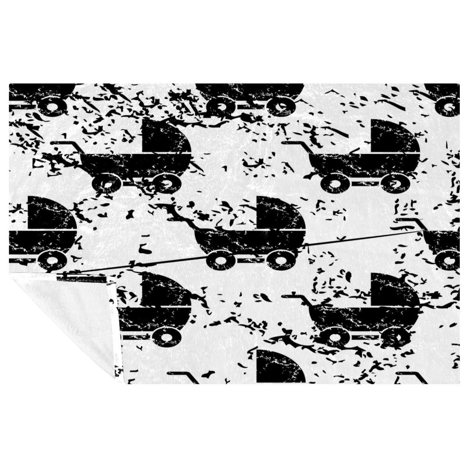 Couverture grunge noire 150x100 cm chaude et douce pour lit et canapé