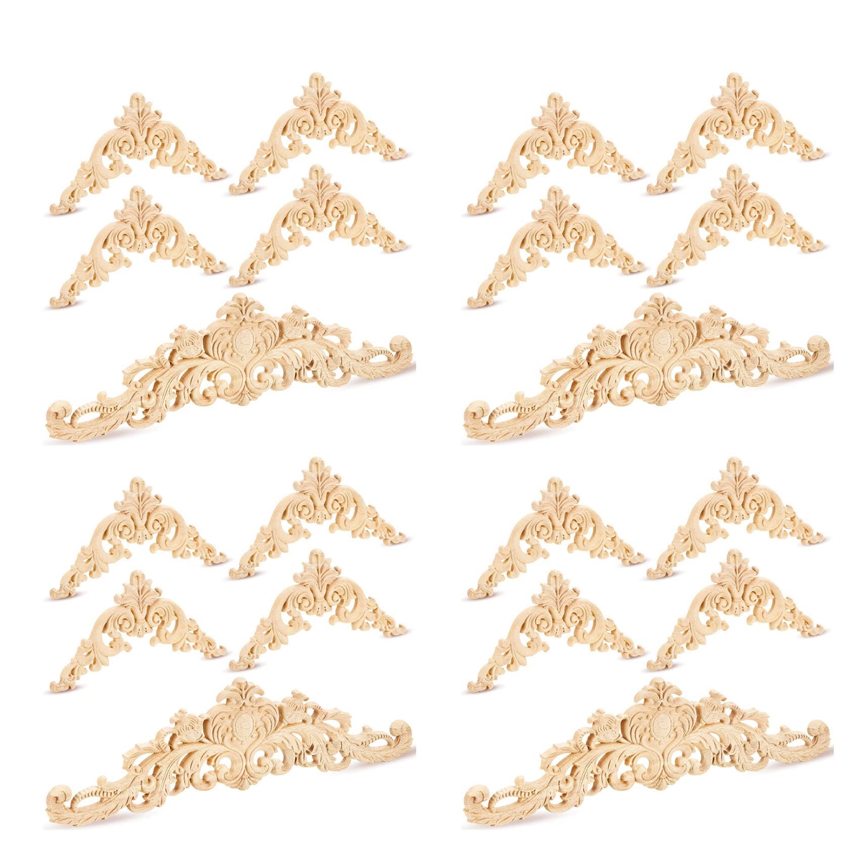 Appliques en bois décoratives pour meubles : lot de 20 onlays de bricolage