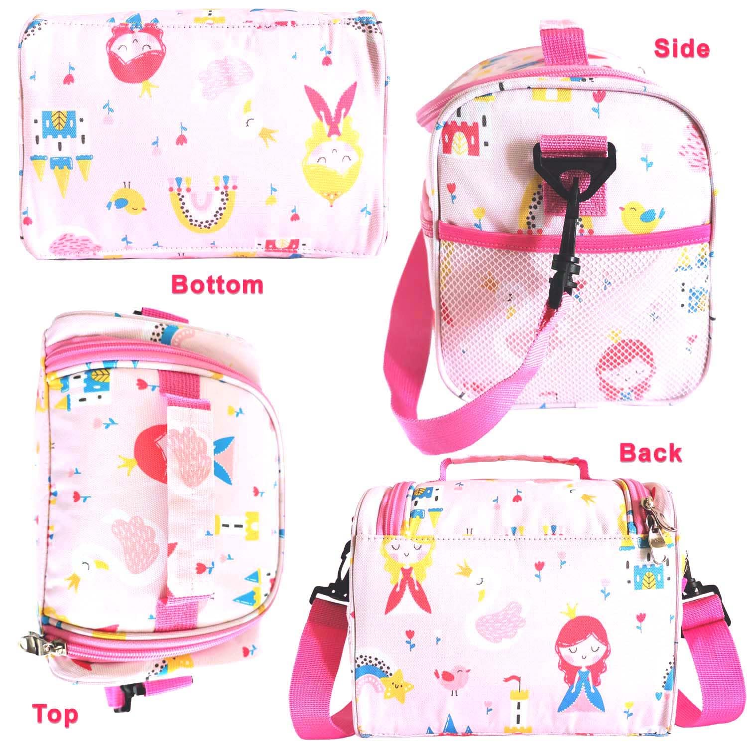 SAMERIO Lunch Bag for Girls Cooler Lunch Box for Children Student Kids Boys Small Insulated Bento Bags for School Picnic with Detachable Strap Two Side Mesh Bottle Holder - Image 2