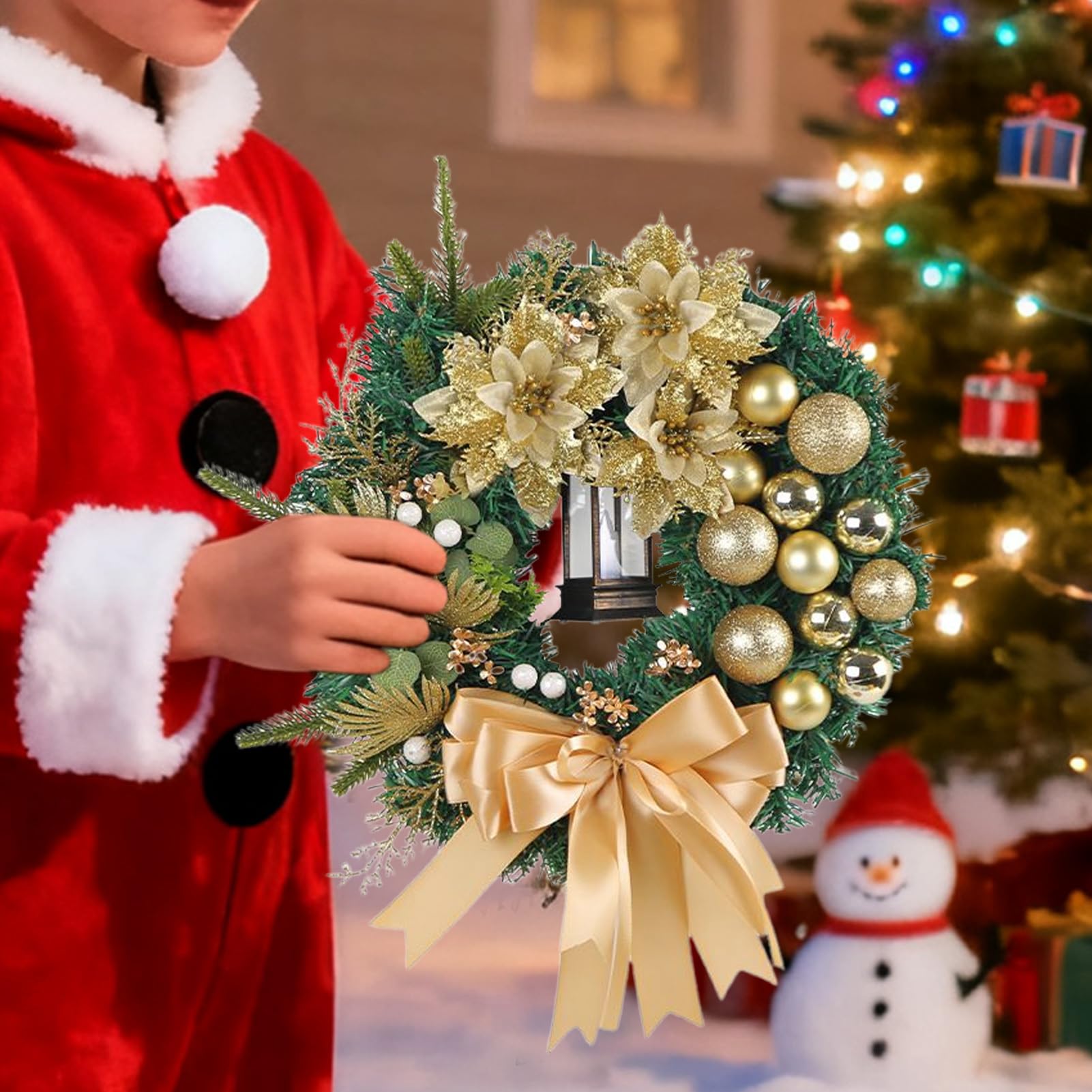 Weihnachtskranz Für Die Tür Mit Lichtern Weihnachtskranz Mit Künstlicher