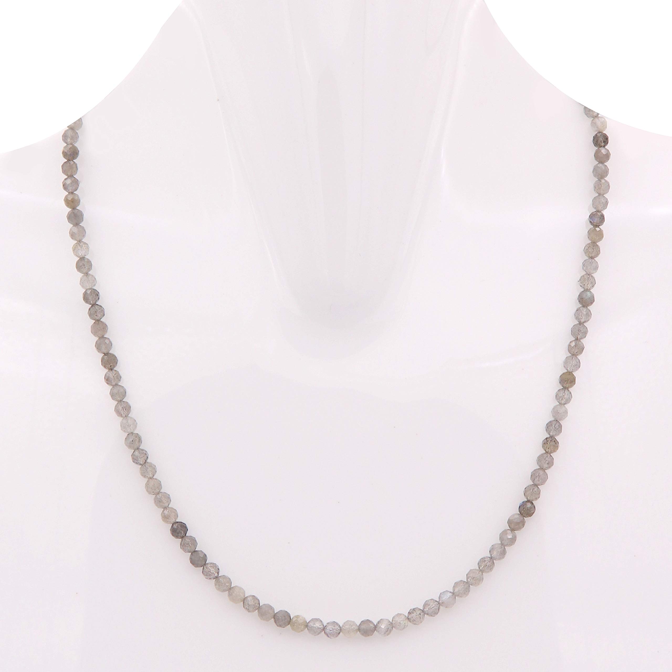 Mujer Unisex Plata fina 925 plata de ley Round Faceted Grey Labradorite
