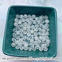 Vista 2 de 100 piezas de cuentas de vidrio craquelado de 8 mm redondas de cristal transparente para manualidades, cuentas espaciadoras de cristal para joyería