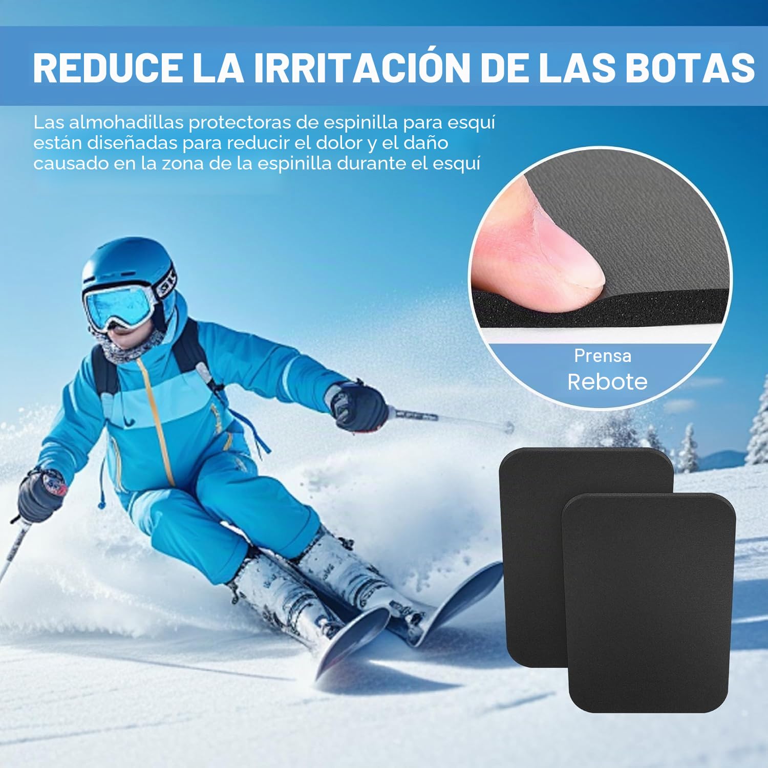 Protector de espinilleras de espuma gruesa para botas de esquí y snowboard