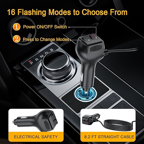Miniatura 6 de Luz de faro, luces estroboscópicas LED de emergencia para vehículos, luces de advertencia de seguridad, 96 LED, 16 modos intermitentes, luces de