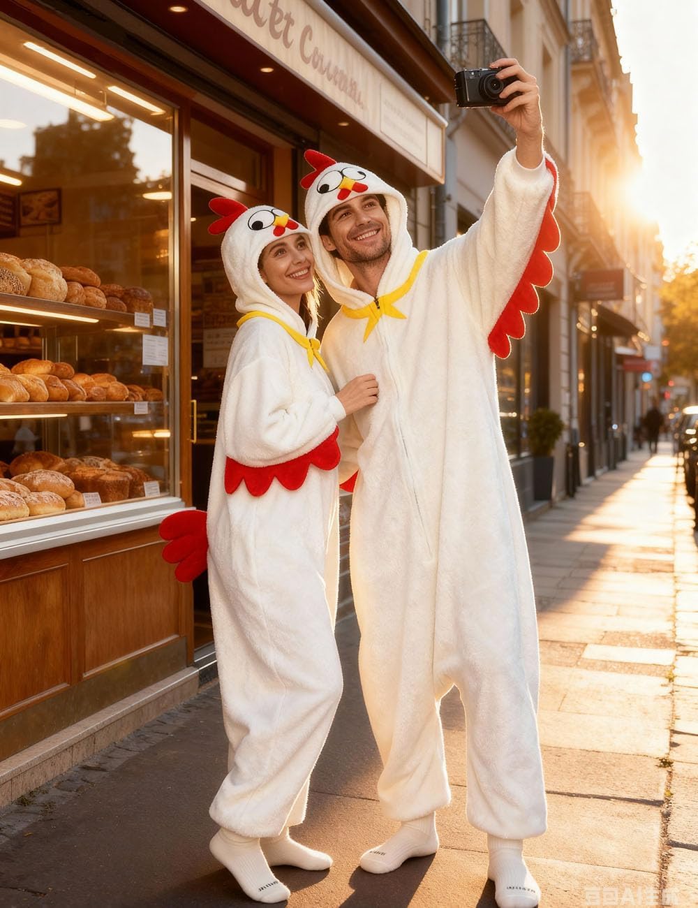 White Chicken Costume Adult, White Chicken Onesie Pajamas, Unisex Halloween Cosplay Costume