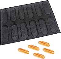 Vista 8 de Dioycli Molde de silicona para bollo de hamburguesa, moldes de malla perforada, 8 cavidades, negro