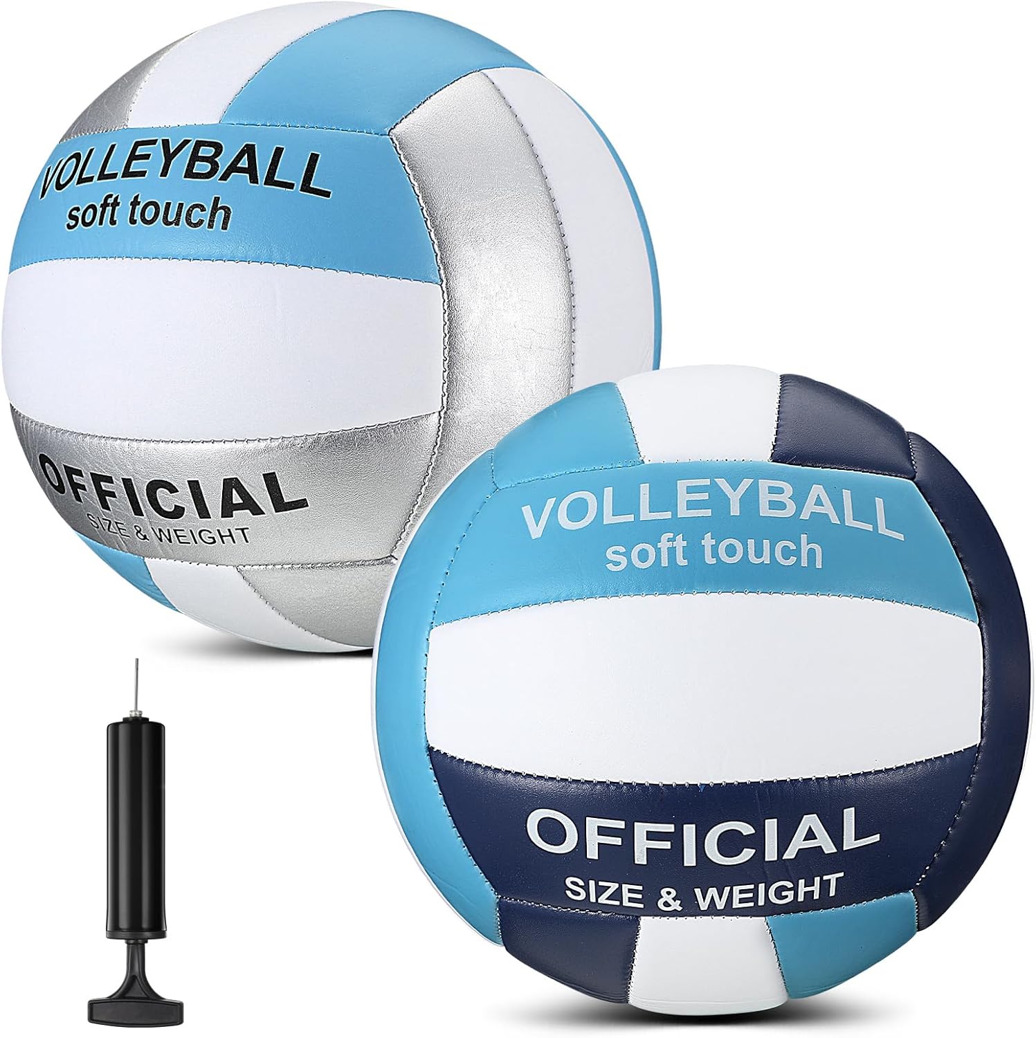 Lenwen 2 Pack Beach Volleyball Official Size 5 for Indoor Outdoor, Waterproof Soft Volleyball with Pump for Adult Beginner Beach Game Gym