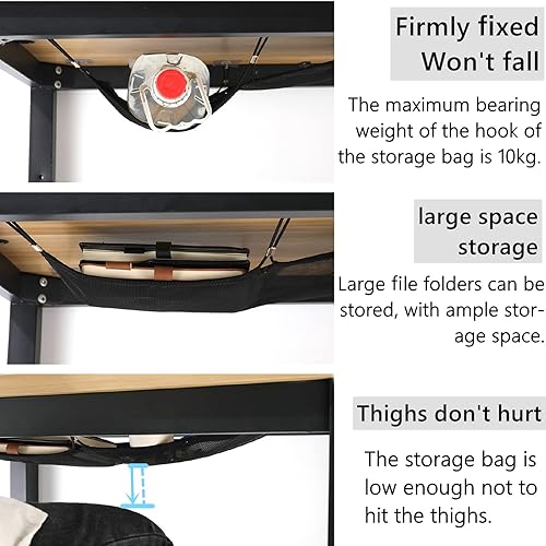 Miniatura 4 de Organizador de cajones para debajo del escritorio, red de almacenamiento de mesa, red de gestión de cables, gancho sin perforaciones, almacenamiento