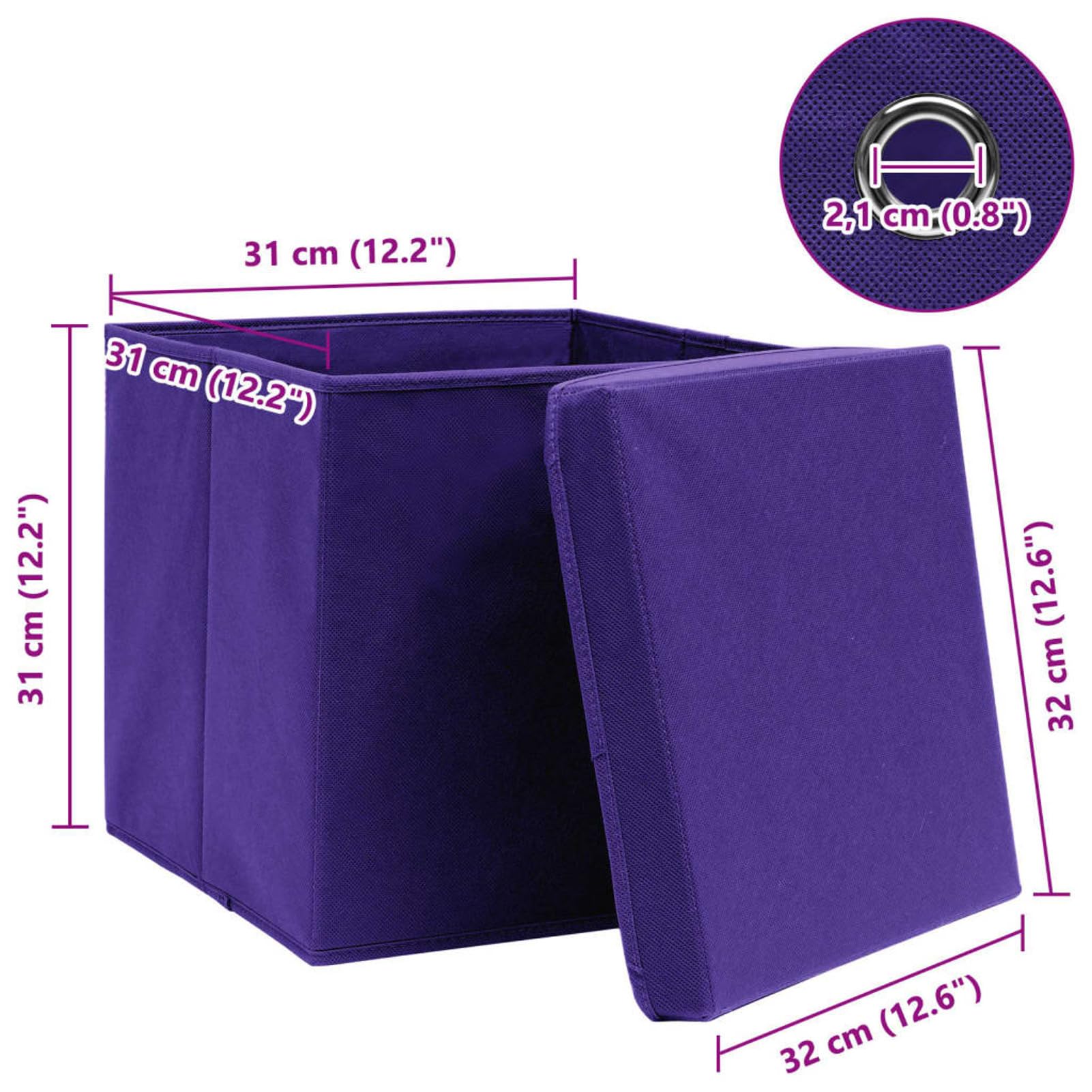 Aufbewahrungsboxen mit Deckel 4 STK Spielzeugkiste, Aufbewahrungskiste, Kleideraufbewahrung, Kleideraufbewahrung & Organisation, Lila 32×32×32 cm Stoff