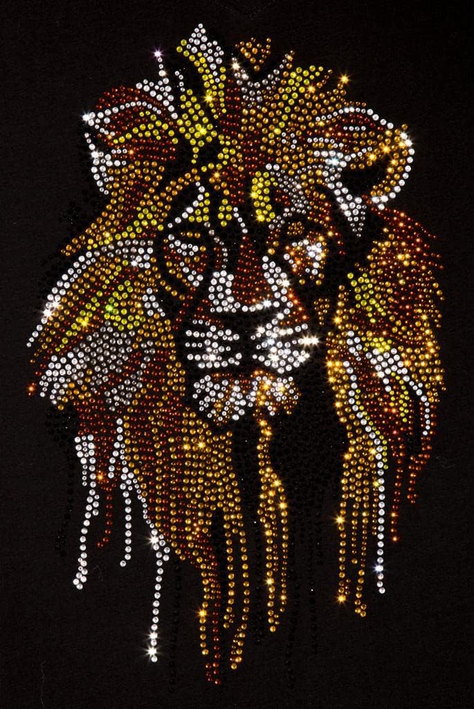 Rhinestop Wild Gold Lion Iron on Rhinestone Design