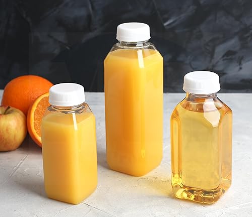 Miniatura 7 de 12 onzas. Empty Clear PET botellas plásticas de jugo con tapa por MT Products - Set de 12 botellas y 12 tapas