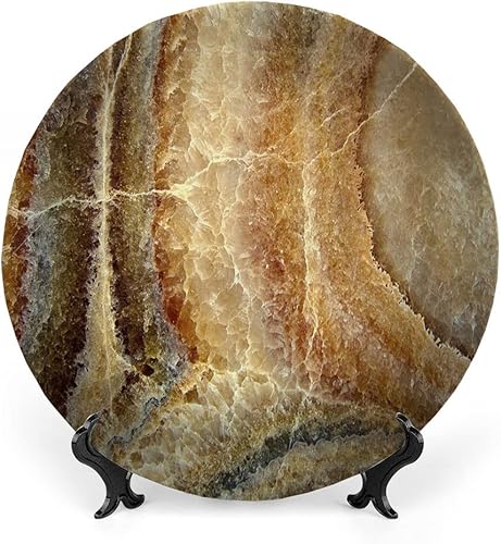 Placa de exhibición de cerámica, placa decorativa colgante de cerámica de mármol, patrón de superficie de piedra de ónix, 10 pulgadas, decoración de