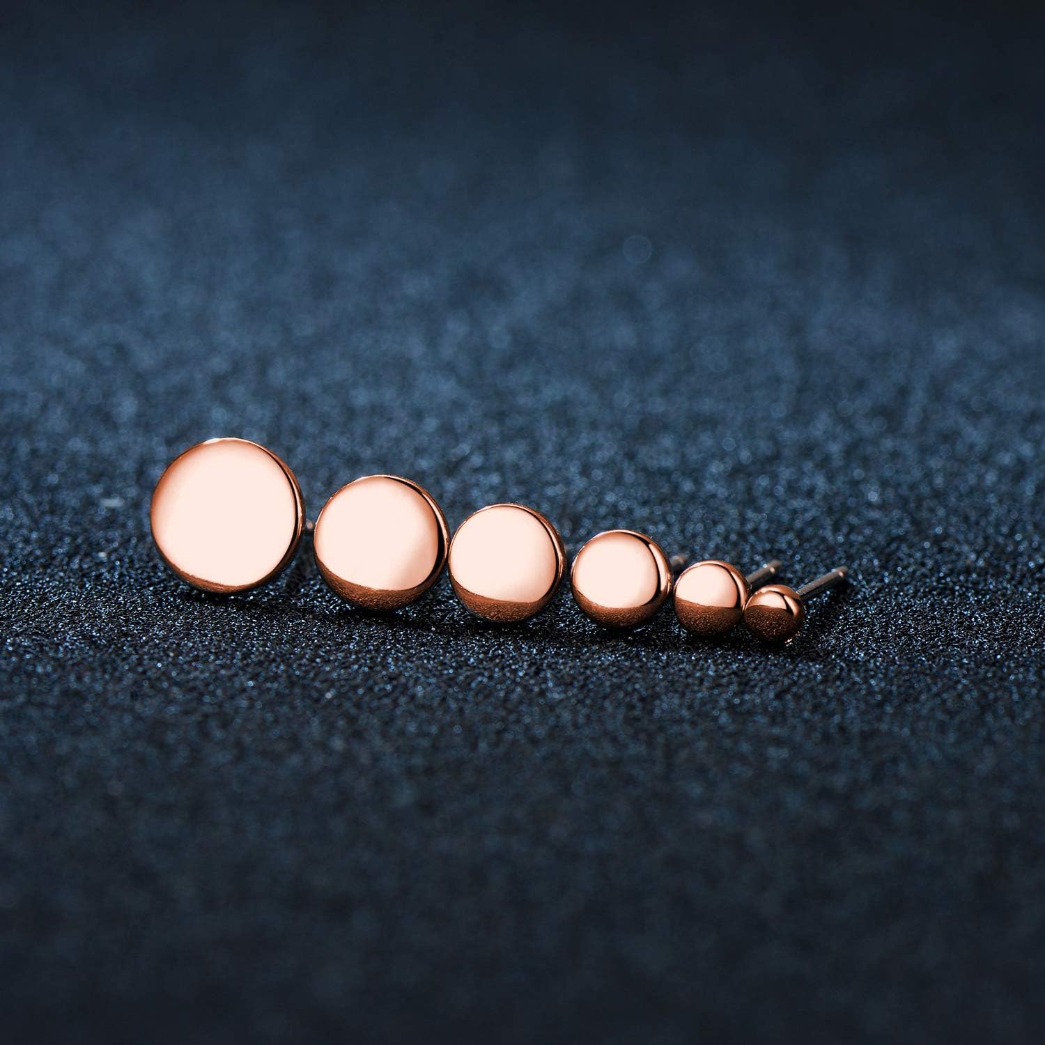 Rose Gold Plated Sterling Silver Dot Stud Earrings 3mm-10mm Options, Flat Round Disc Studs Hypoallergenic Jewelry - Image 4