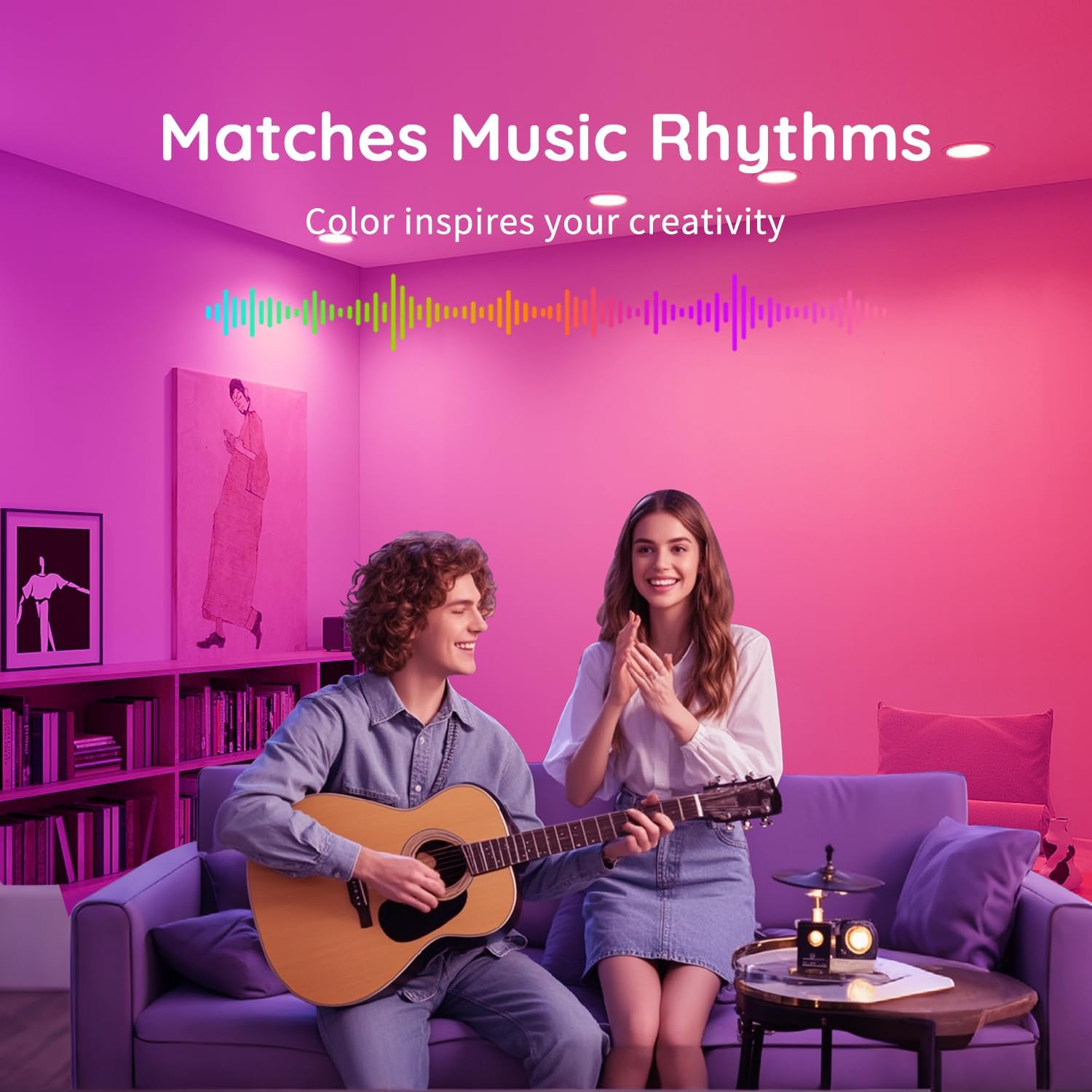 Smart Recessed Lighting 4 Inch RGB 2700K-6500K Color Changing 5W LED Downlight with Junction Box,1080 Lumen Recessed Ceiling Light Compatible with Alexa,Dimmable Control(4 in 4 Pack)