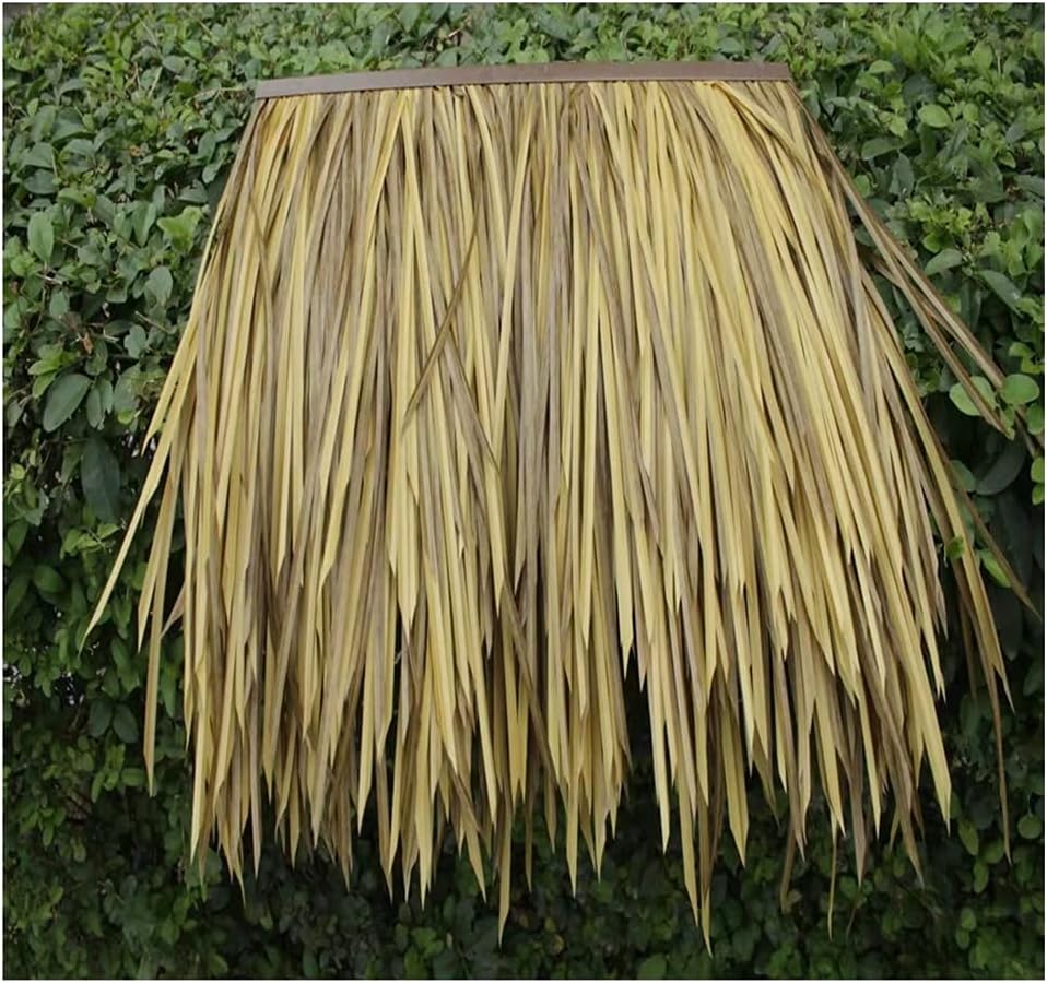 Simulation Thatch Tile Plastic Simulation Thatched Roof Waterproof Wooden House Pavilion Decorative Thatch Tile Decoration Fake Grass Tile(Yellow a,4pcs)