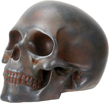 YTC Decorative Rust Colored Skull Head Skeleton Figurine Statue Display
