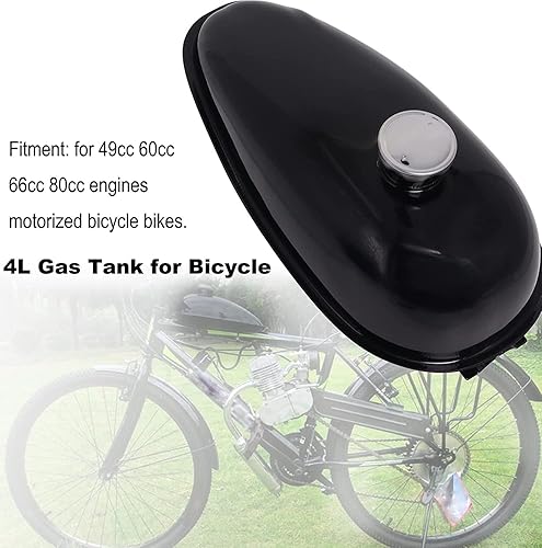 Miniatura 7 de Tanque de gasolina de combustible de metal de 4 litros con tapa, bujía, llave de combustible, se adapta a bicicletas motorizadas de motor de 49 cc,