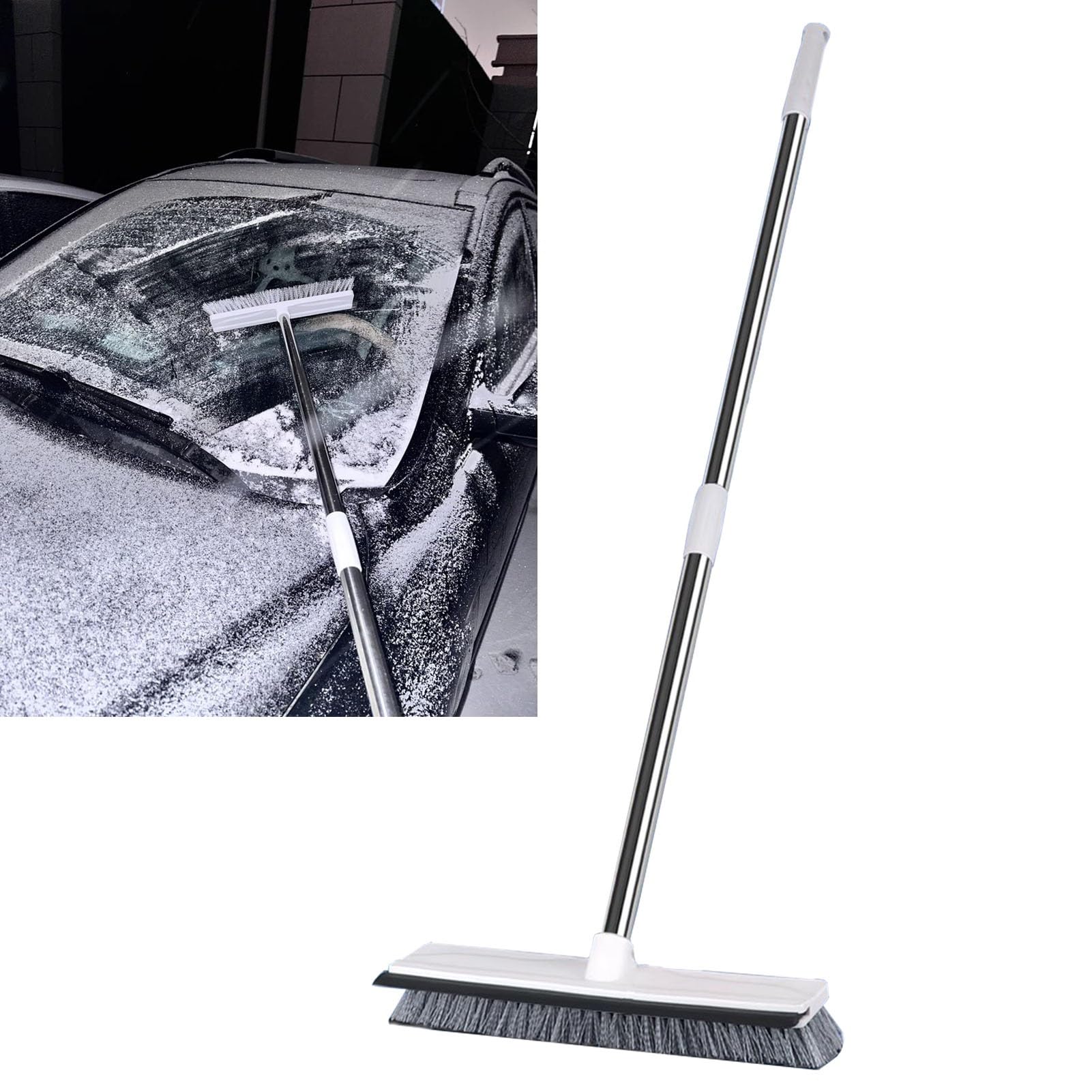 Rastrello da Neve Raschietto e Spazzola per Neve per Auto, Scopa per La Rimozione Della Neve da Esterni da 120 cm, Scopa Leggera per Ghiaccio e Neve per La Pulizia del Tetto