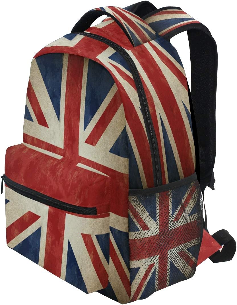 Backpacks UK British Flag School Bag Student Bookbag Adjustable Shoulder Bags Laptop Rucksack Travel Hiking Camping Daypack for Teens Girls Boys Women Men