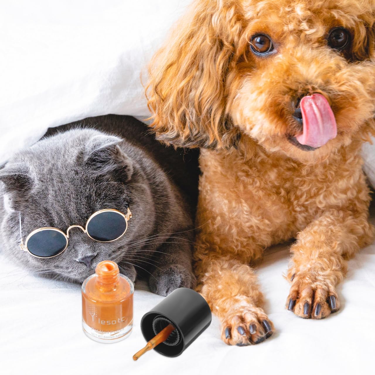 POPETPOP Dog Nail Polish Water-Based Safe Non-Toxic Nail Care for Pets Easy Apply and Remove 0.26Oz Bottle Suitable for Dark Colored Nails
