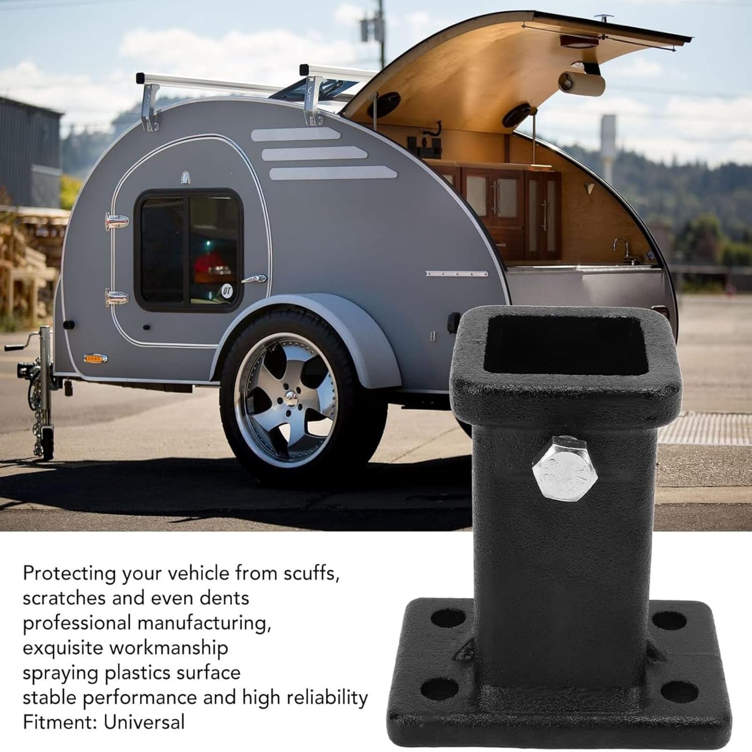 Strong Cast Steel Trailer Obstacle Receiver Square Port for Travel Trailers and Pickup Trucks Screw on Plan Cast Steel Trailer Obstacle Coupler