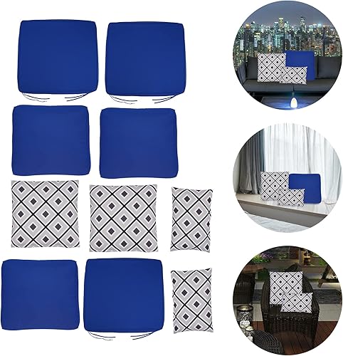 Miniatura 5 de PIAOCAIYIN Juego de 10 cojines de repuesto para exteriores, cojines de sofá de repuesto, color azul marino, cojines de patio con celosía de