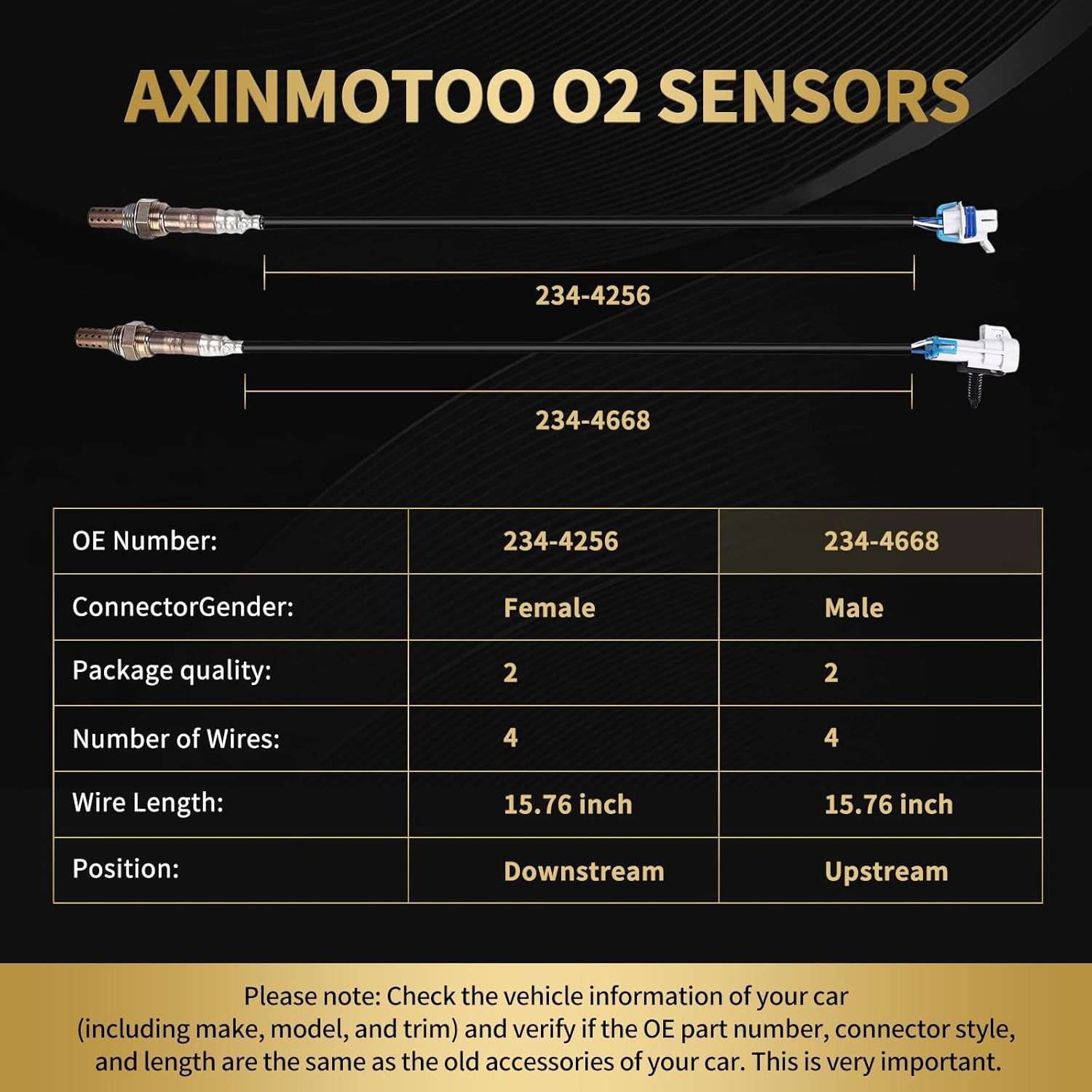 O2 Oxygen Sensor 4PCS Upstream Downstream 234-4668 234-4256 Replacement for GMC Yukon XL Sierra 1500 2500 3500, for Cadillac Escalade, for Chevy Tahoe Avalanche Silverado Suburban 1500 2500