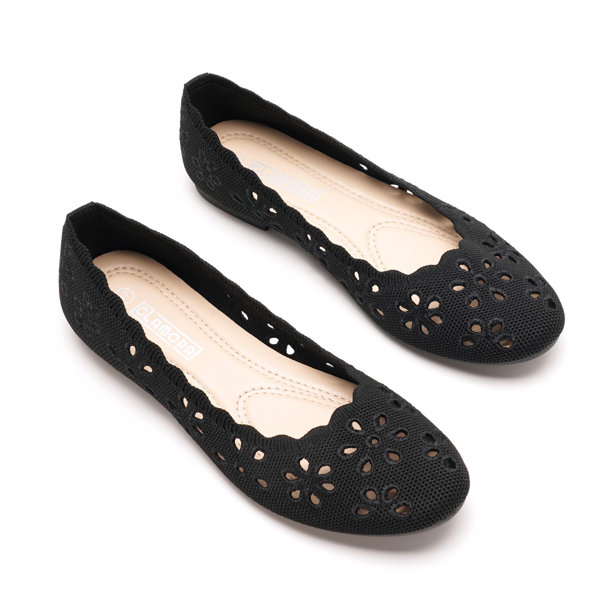 GLAMORA Bailarinas Manoletinas Caladas Mujer Zapatos Planos Transpirables Tejido Flexible Puntera Redondeada Suela de Goma Cómodos Ligeros Bailarinas Verano