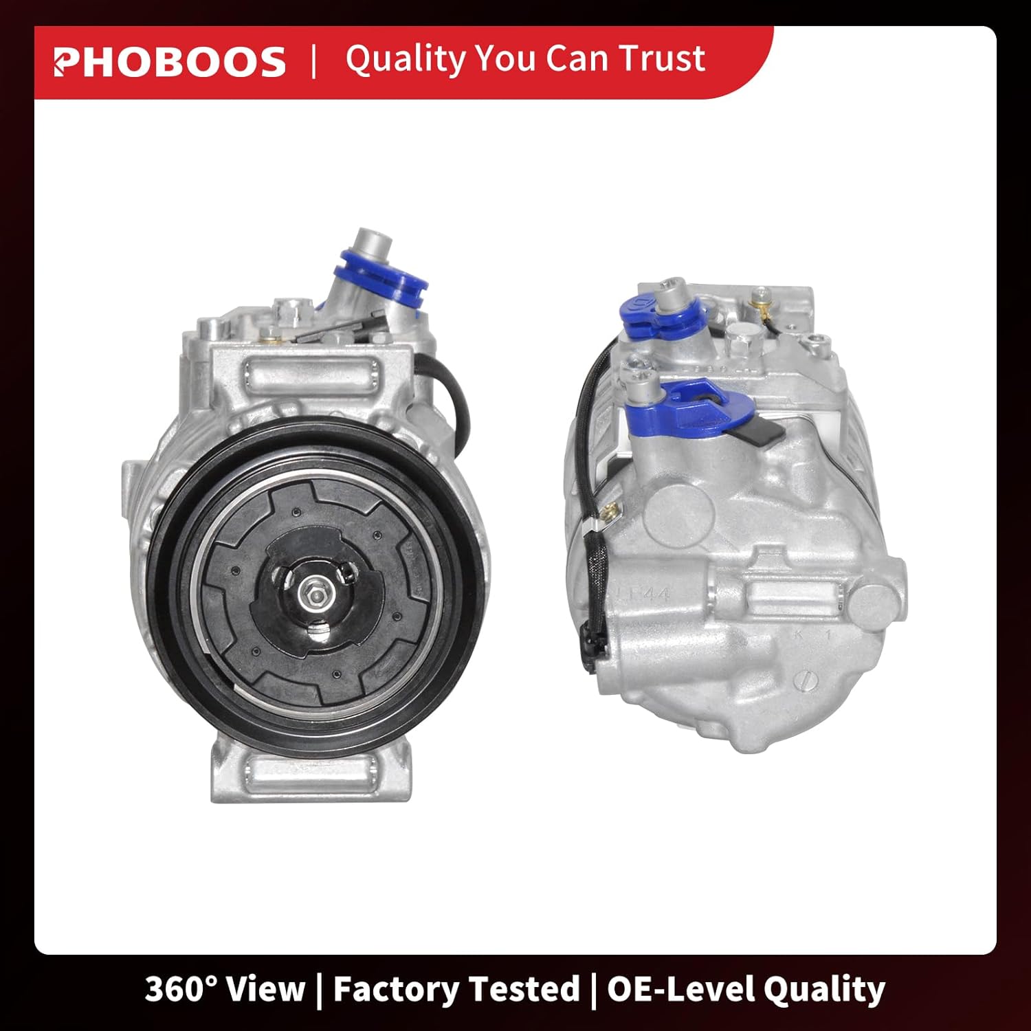 PHOBOOS A/C Compressor with Clutch Compatible with Mercedes-Benz C-Class C230 C320, CLK-Class CLK320 CLK350, E-Class E300 E350, G-Class G500, etc. Models, Fast Cooling, Easy Installation, Ref. 98394