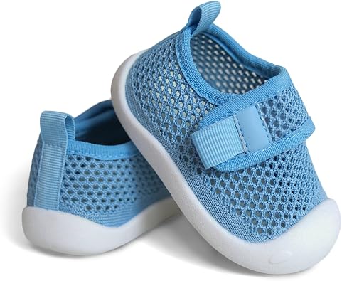 Toddler Shoes Baby Girl Boy Soft Breathable Mesh Wide Toe Box Lightweight Non-Slip Slip On First Walking Shoes