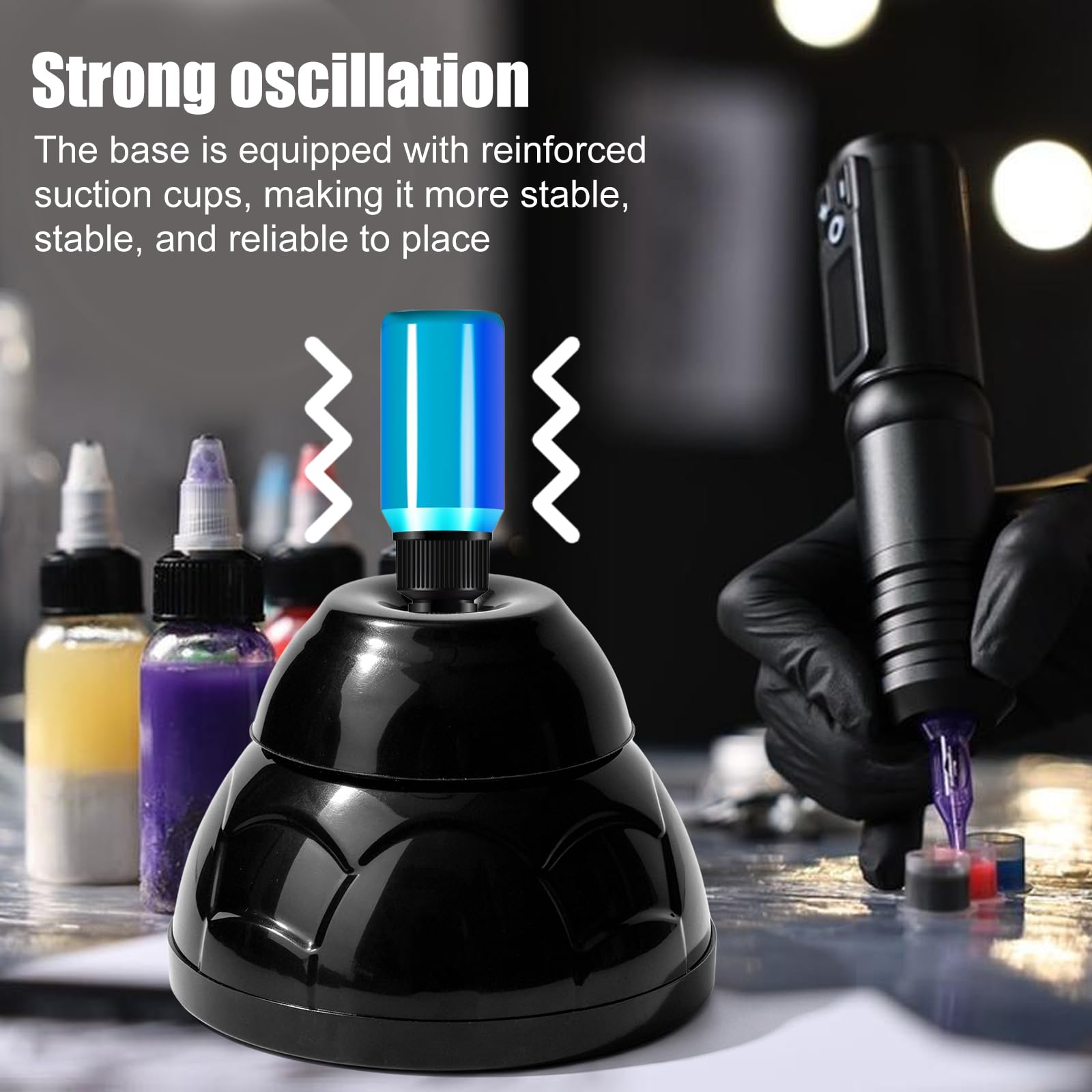 Vortex Mixer Mini 5200 U/min, Lab Vortex Mischer, Elektrischer Mischer Paint Shaker mit Touch-Funktion, für Paint Shaker, Nagellack, Wimpern Gel, Tattoo Tinte(Schwarz)