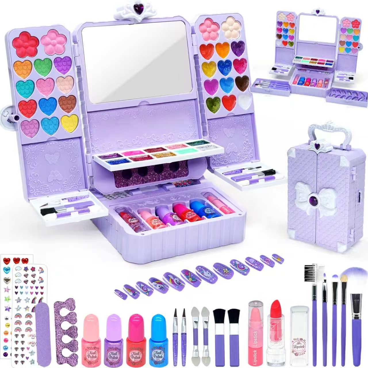 Kids Makeup Kit for Girl -Washable Princess Play Toy,Birthday Gift Age 4‑12