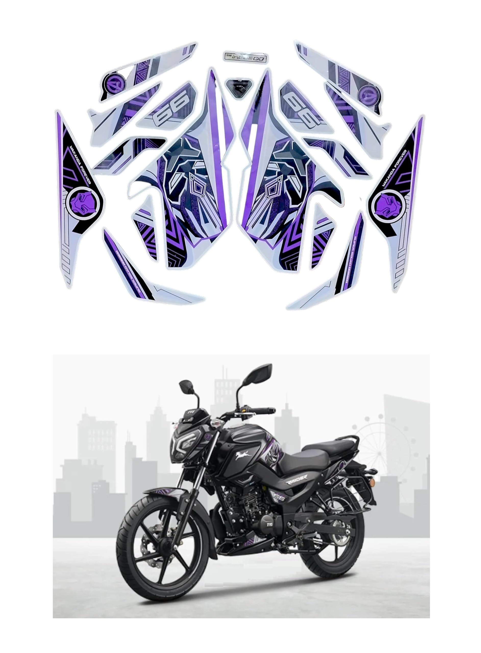 PHITO Bike Fancy Stickers and Decal Kit Stickers Compatible for Raidr125 Black panther01