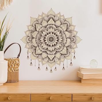Floral Mandala Wall Decals Removable Boho Vinyl Stickers for Meditation Living Room and Yoga Space Zen Decor Peel and Stick Wall Art