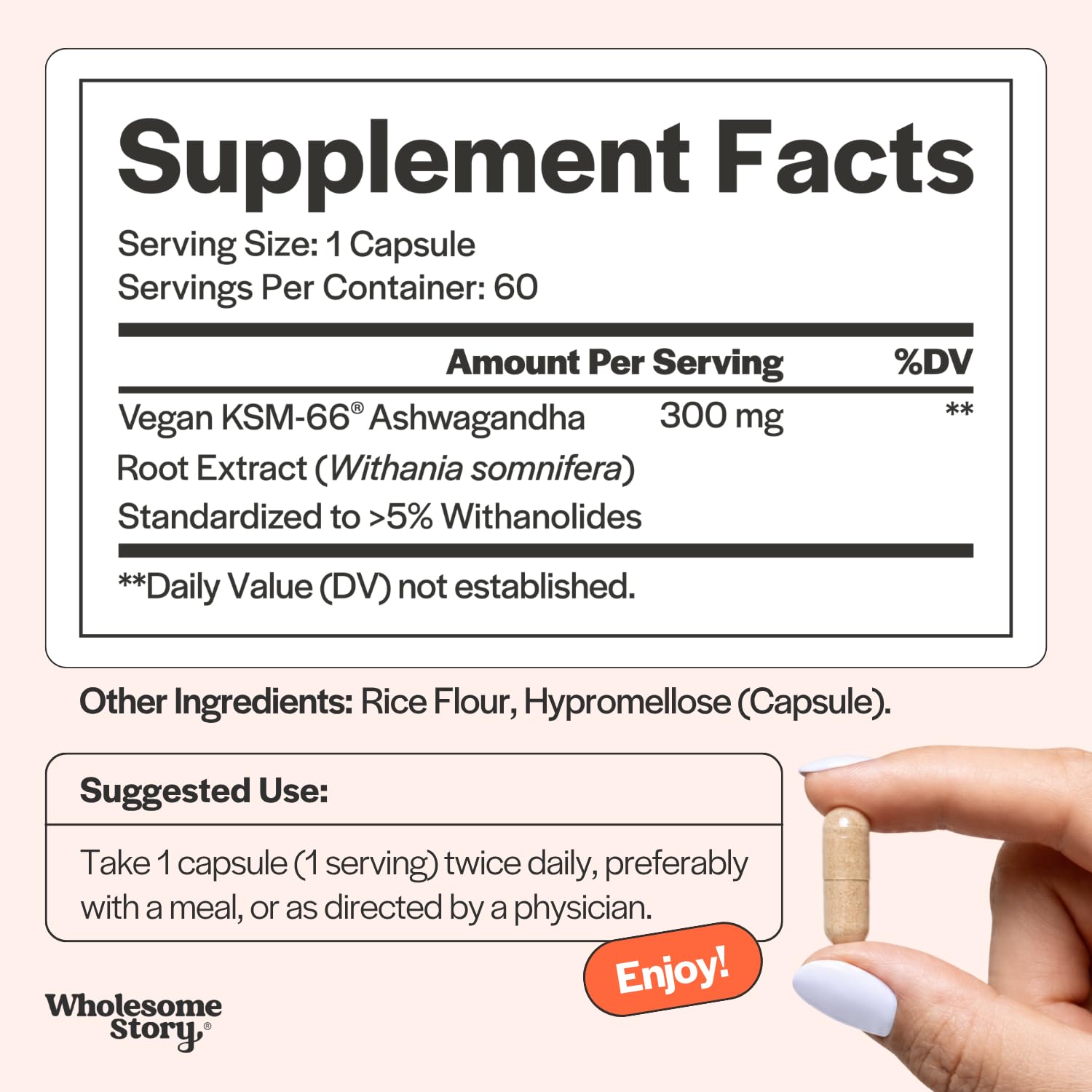 Vegan KSM 66 Ashwagandha Capsules| High Potency 5% Withanolides | Ashwagandha Root Extract Supplements | Ashwagandha 300mg | Stress Management & Well Being Support | 60 Ashwaganda Pills — Amazon image 4
