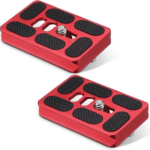 Vista 63 de Frienda 2 piezas de placa de liberación rápida de metal con tornillo de cámara de 1/4 a 20 placa de montaje de trípode se adapta estándar para Negro