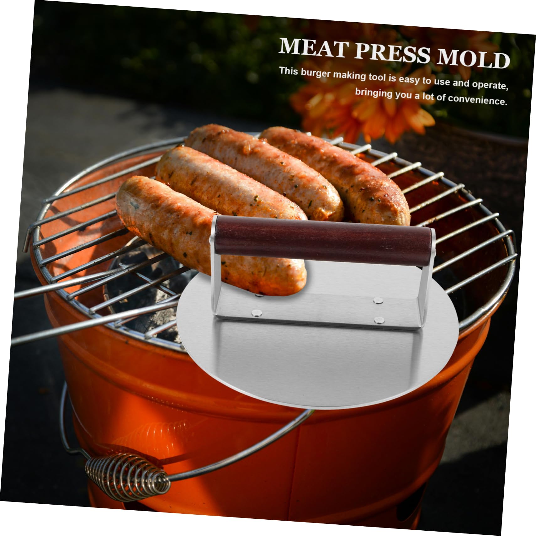 BESPORTBLE Pressa per Hamburger in Acciaio Inox Manico di Legno Stampo per Carne da Cucina Utensile per Preparare Polpette e Hamburger Uniformi
