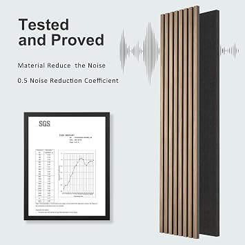 Acoustic Wood Wall Panels, 2 Pack 94.5 x 12.6 Soundproof Wall Panels,Wood Slat Wall Panels for Interior Wall Decor (Walnut)
