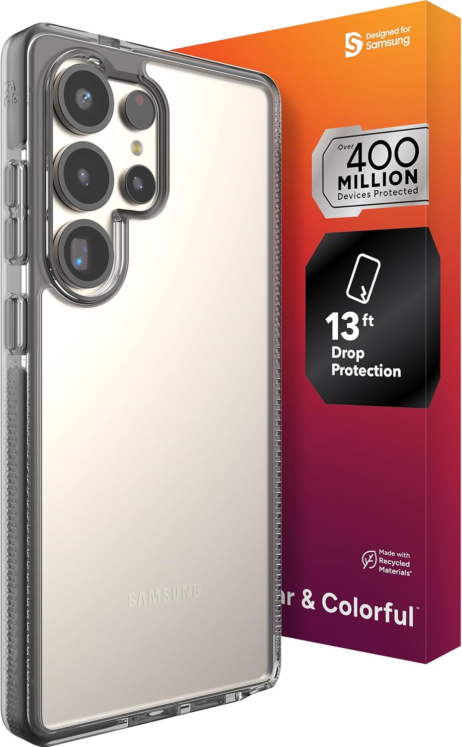 ZAGG Santa Cruz Samsung Galaxy S25 Ultra Case - Slim, 13ft Drop Protection, Wireless Charging Compatible, Graphene Strength, 70% Recycled Material, Anti-Scratch, Secure Grip, Midnight