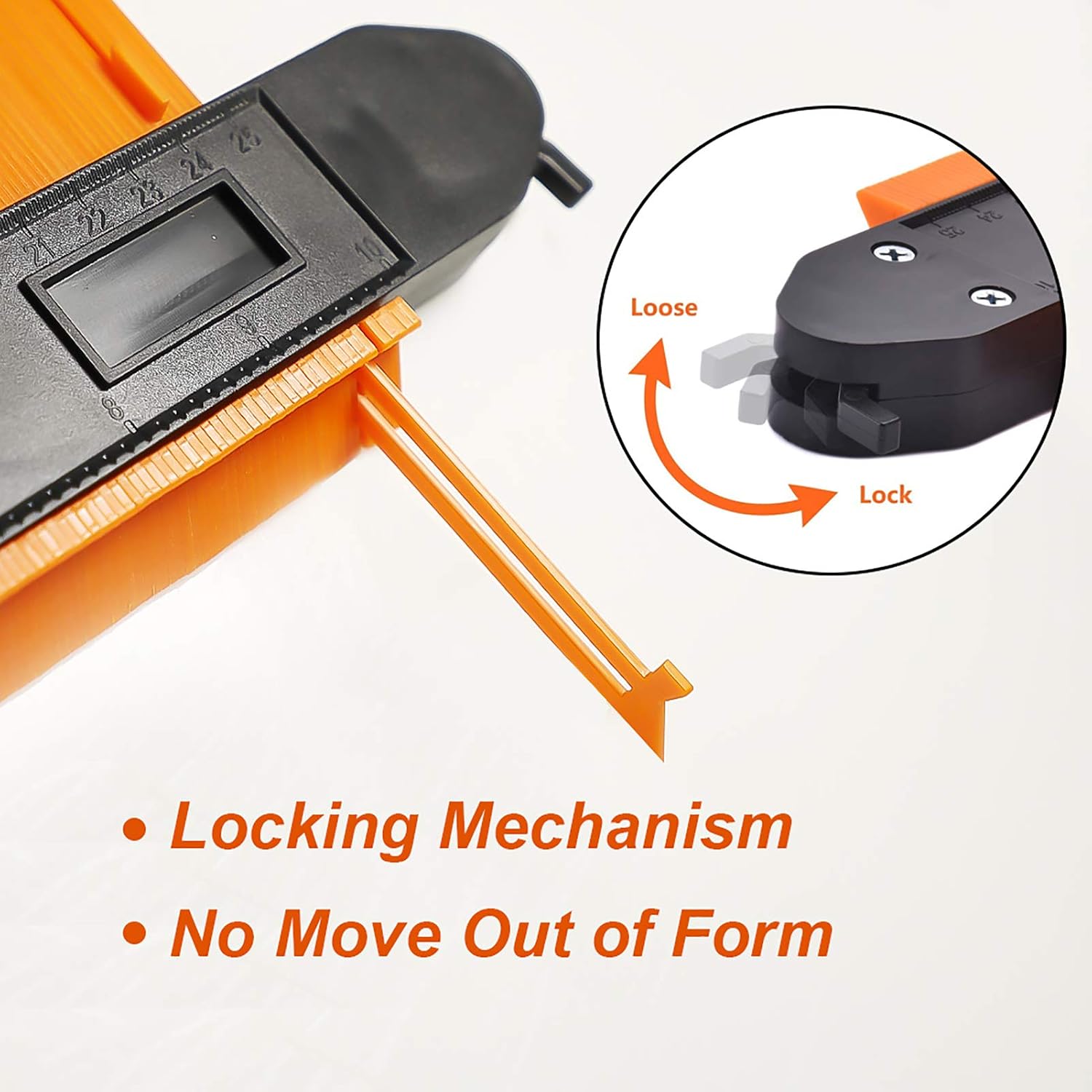 2 Pack Contour Gauge Duplicator with Lock Widen Shape Duplication Gauge Tool 5”& 10” 2 Pack Master Outline Measuring Plastic Ruler for Corners, Woodworking