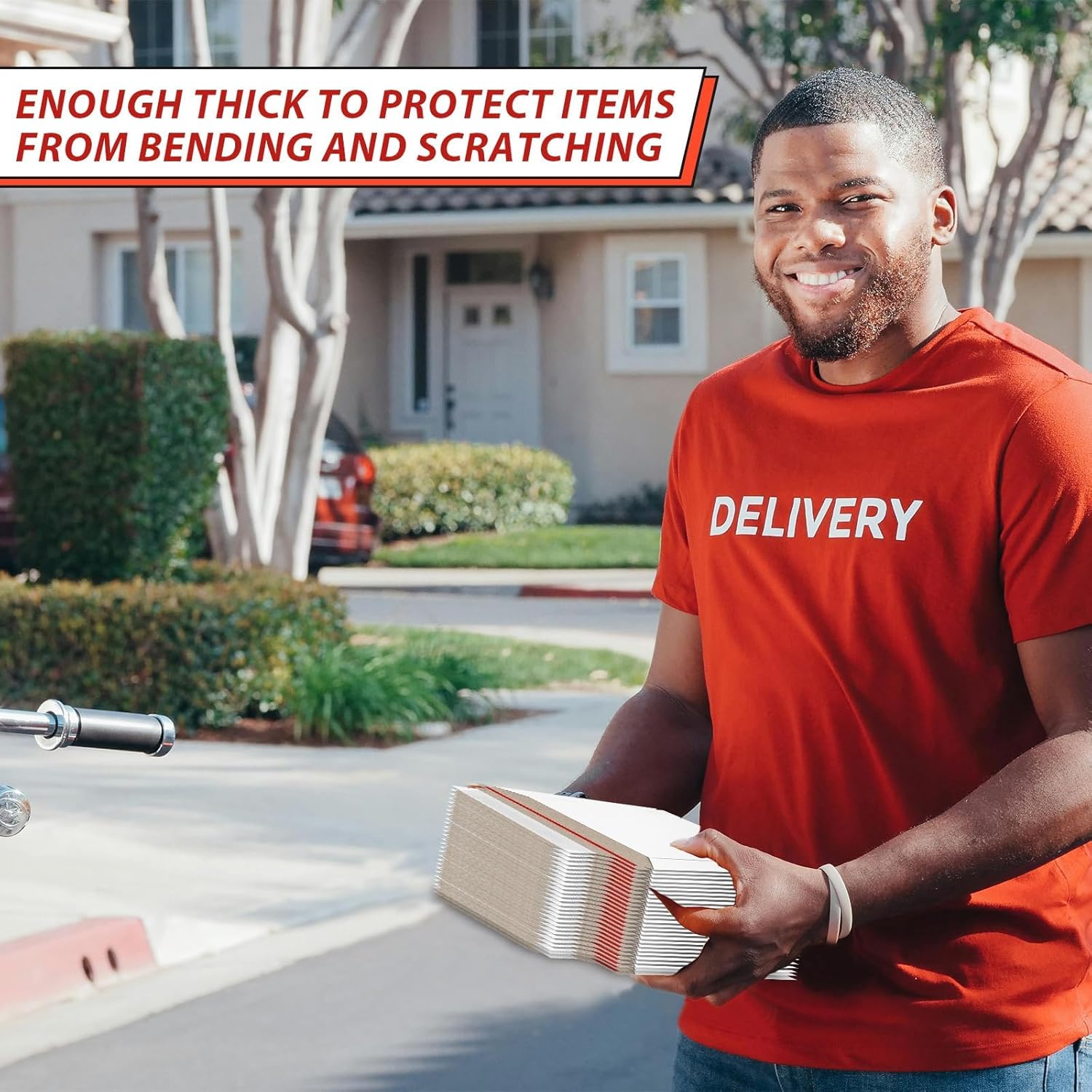 party greeting 200 Pcs 6 x 8 Inch Rigid Mailers Self Adhesive Stay Flat Rigid Envelopes Cardboard Mailers Mailing Envelopes for Protecting Shipping Photo CD Documents Gift Cards - Image 5