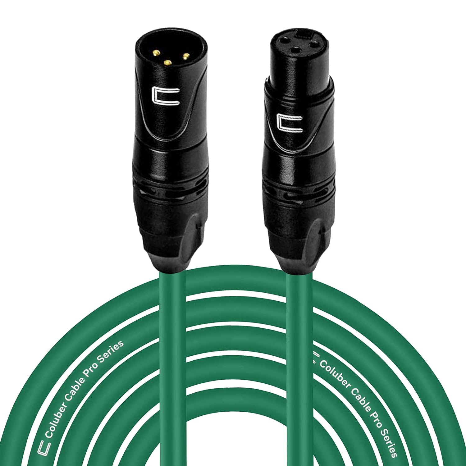 Balanced XLR Cable Male to Female - 35 Feet Green - Pro 3-Pin Microphone Connector for Powered Speakers, Audio Interface or Mixer for Live Performance & Recording
