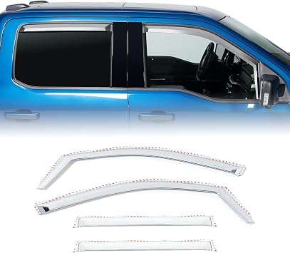 Putco Element Chrome Window Deflectors - Fits Ford F150 21-27 / Ford F250 F350 F450 F550 24-27 SuperCrew - Set of 4 - in Channel Install