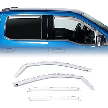 Putco Element Chrome Window Deflectors Fits Ford F150 21-27 / Ford F250 F350 F450 F550 24-27 SuperCrew - Set of 4 - in Channel Install